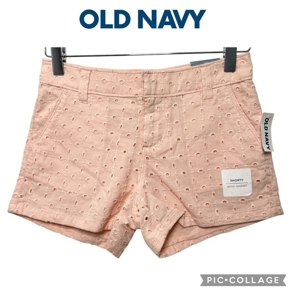 Old Navy girls pink eyelet flat front chino mini shorts size 10 NWT - Picture 1 of 10